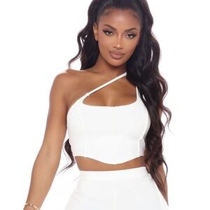 White One Shoulder Crop Top Brand New with tag